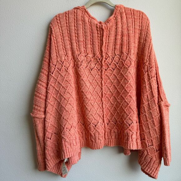 Free People Sunset Cruise Orange Sorbet Oversize Boho Travel Cardigan Size Large - Picture 9 of 9